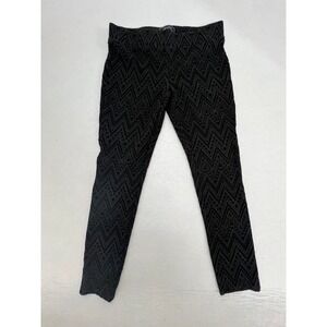 Black Velvet Geometric Pattern Leggings Pants Women's Size Medium
